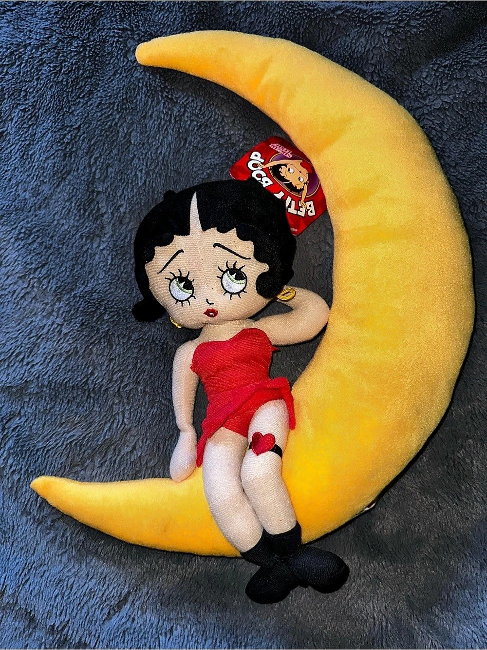 King Features Syndicate Betty Boop Plush Doll on Crescent Moon